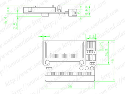 drawing of 3-LEDs 40-Pin Female IDE To CF Card Adapter